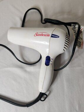 Sunbeam 1600 Hair Dryer White Lightweight Tested Working